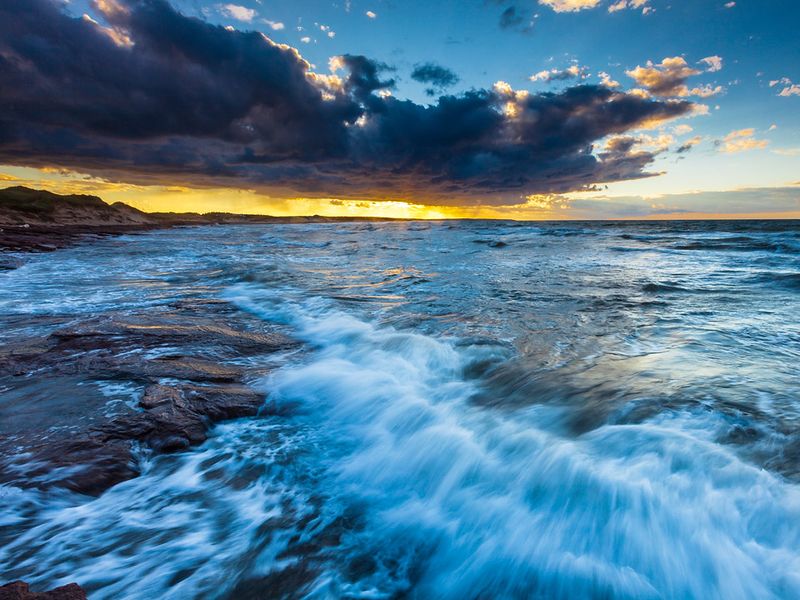 sunset and stormy seas, Cavendish, Prince Edward Island National Park