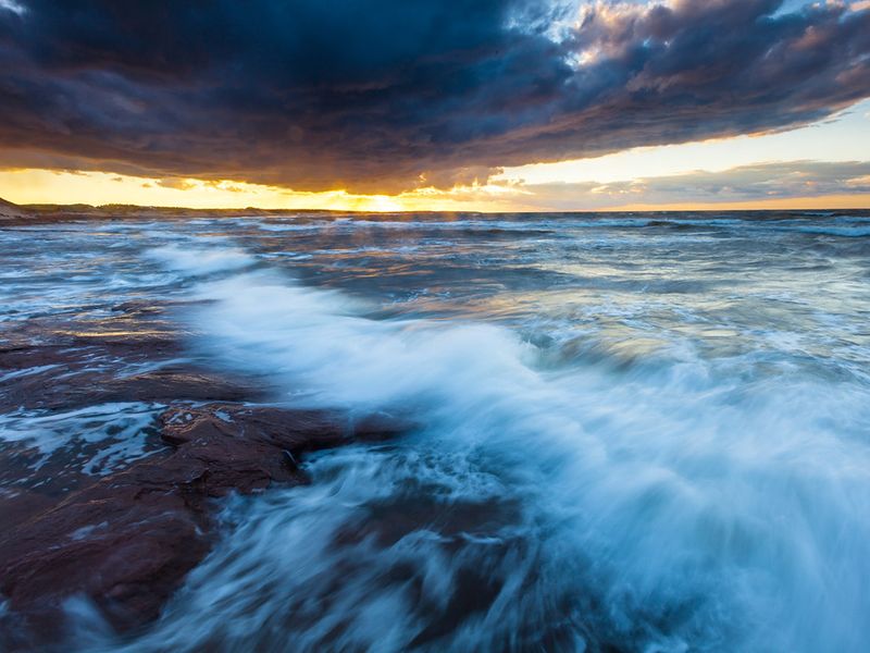 sunset and stormy seas, Cavendish, Prince Edward Island National Park